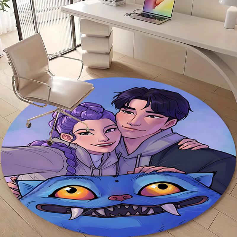 1pc KPop Demon Hunters20 Design Printed Area Round Carpet for Bedroom Living Room Home Decor Rugs Mat Non Slip Mat Rug for Bedside