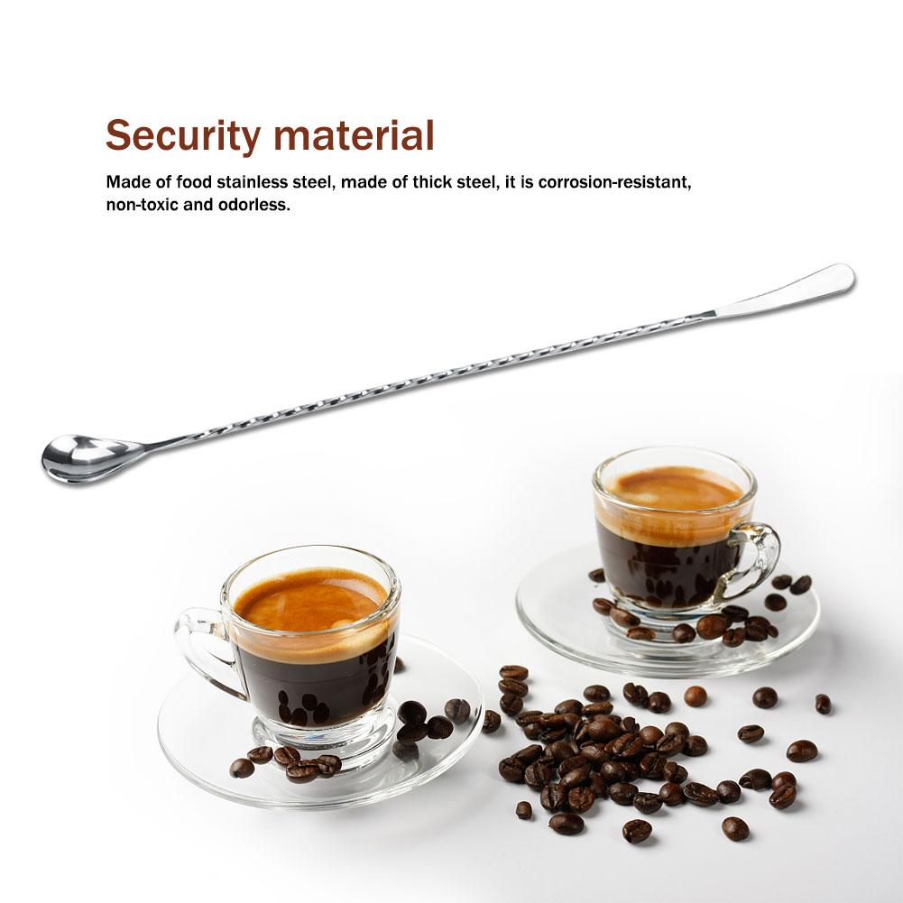 40cm Stainless Steel Bar Cocktail Stirring Spoon With Fork Mixing Drink Puddler Mixer For Coffee Milk Tea Tea Juice Beverages