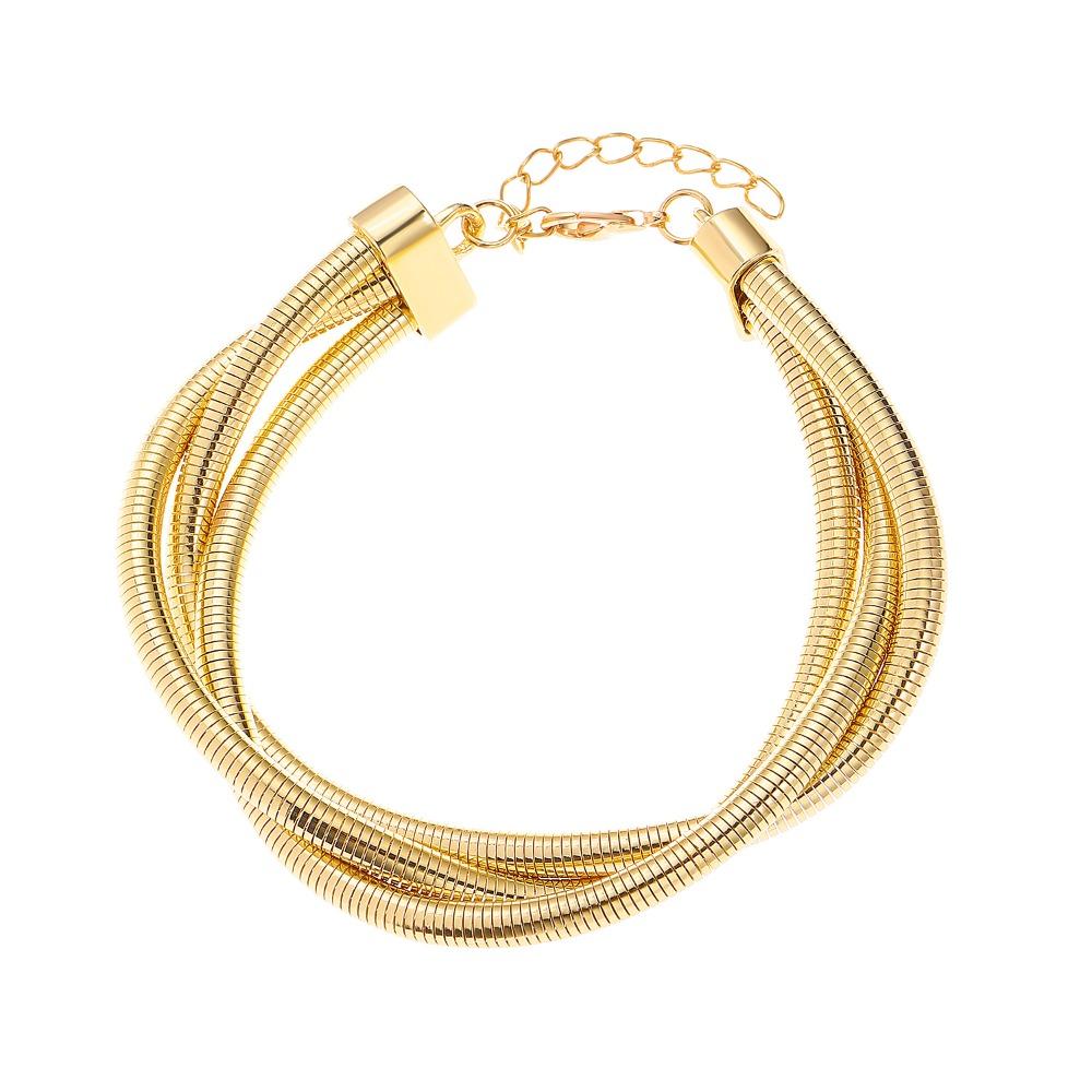Alloy Multi Layer Bangle Gold Color Snake Bone Thick Chain Bracelet Snake Chain Bracelet
