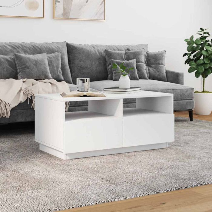 VidaXL Coffee Table with LED Lights, End Table, Side Table, Living Room Furniture, Home Interior, 839833
