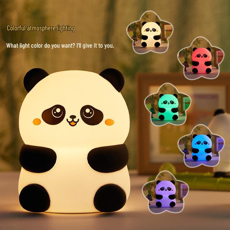 Customizable Seven-Color Rechargeable Silicone Panda Night Light