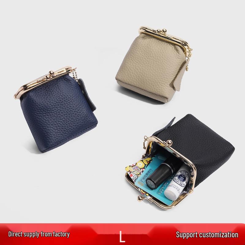 Genuine Leather Mini Lychee Grain Coin Purse: European & American Fashion Lipstick & Coin Storage Pouch