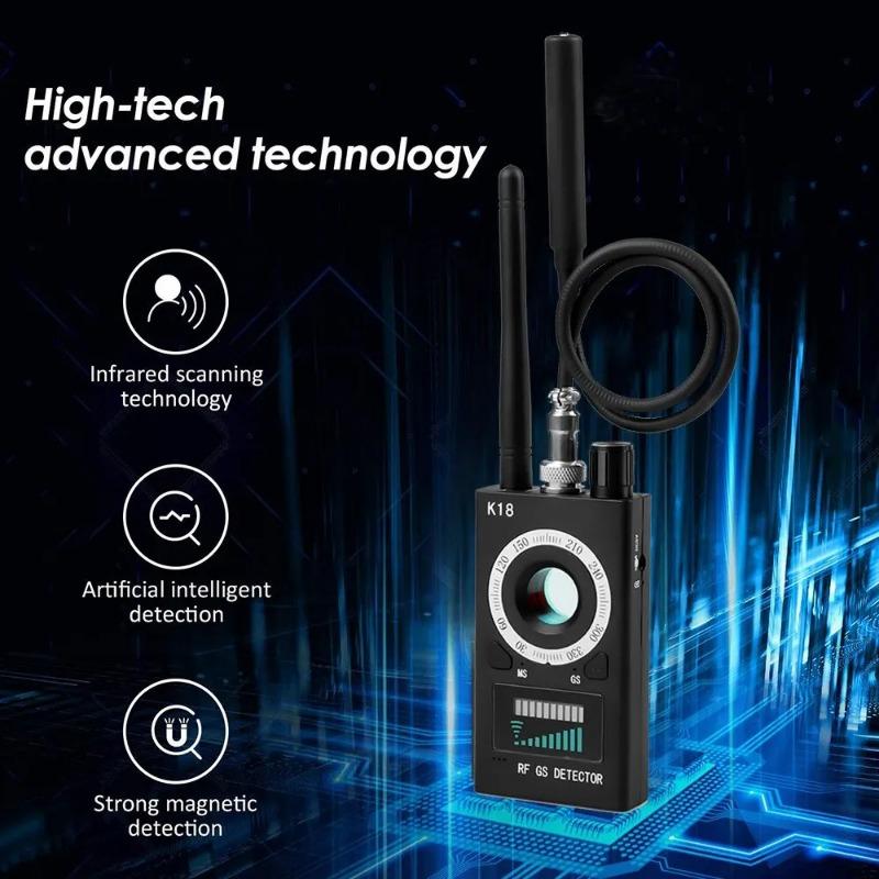 New K18 Multi-function Anti-Candid Cam Wireless Lens Device Finder 1MHz-6.5GHz GSM Audio Bug Finder GPS Signal RF Tracker Detect