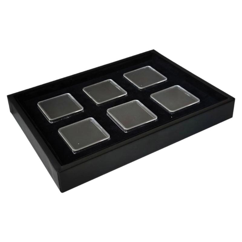 

Clear Plastic Jewelry Display Case Featuring Protective Memory Foam Insert and Compact Design чорний
