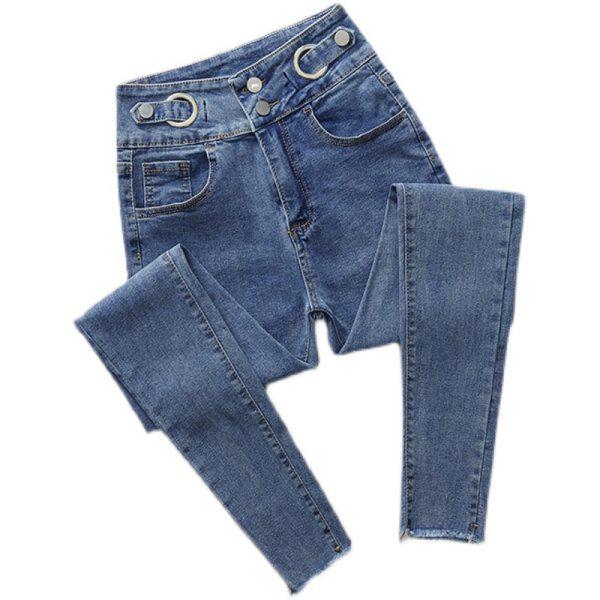 Women's High-Waisted Skinny Jeans - Autumn 2025 Stretch Slimming Frayed Pencil Pants