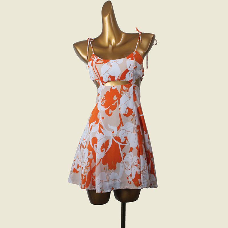 

Экспортный принт Сексуальная юбка на подтяжках с вырезами Летняя пляжная Сексуальная V-образный вырез Шнуровка А-силуэта Юбка Flower color 10