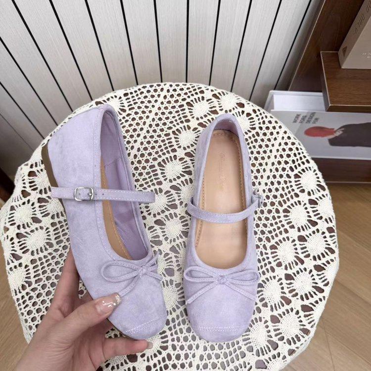 Bow shallow mouth heightening single shoes frosted dance shoes are not tired of feet heightening Mary Jane autumn new models