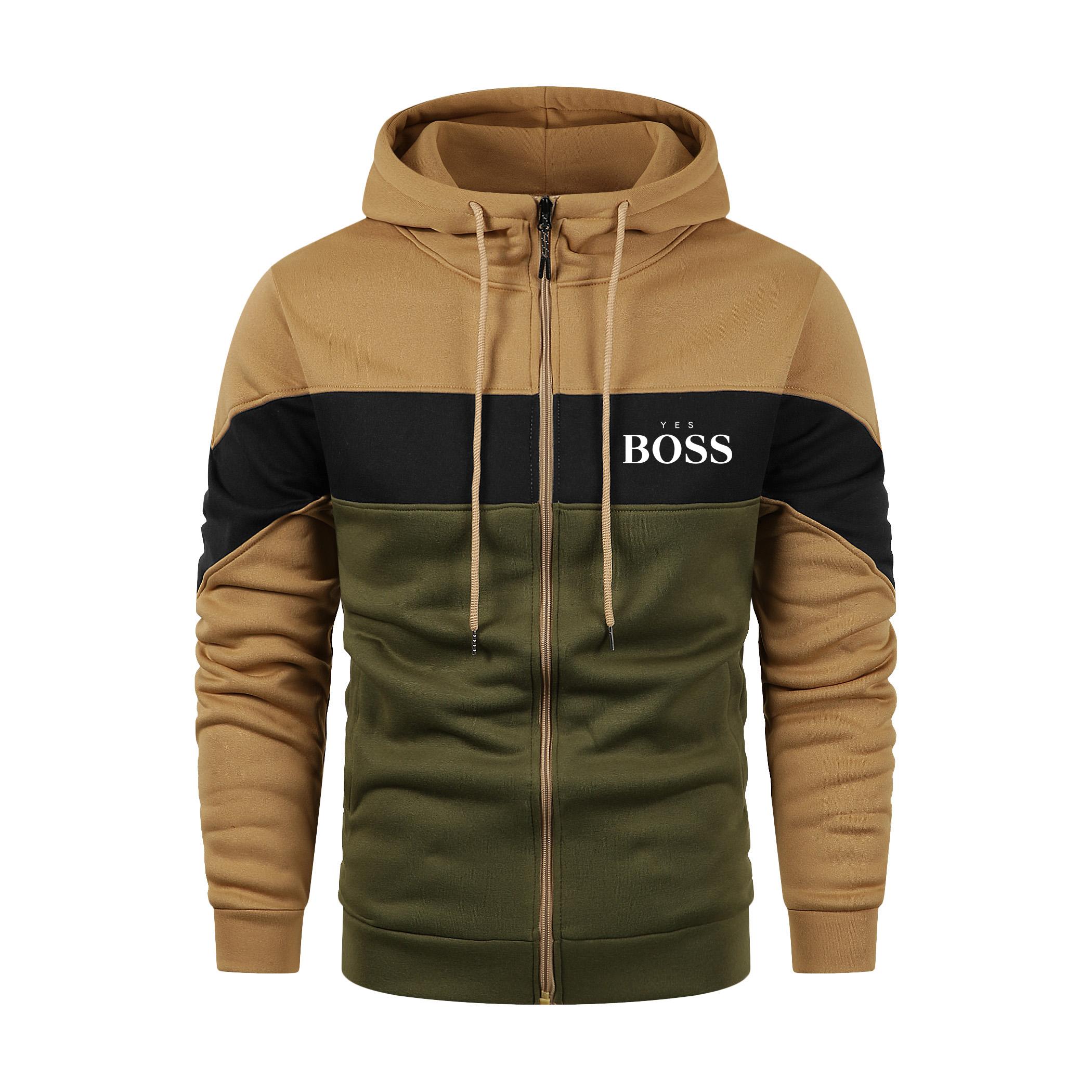 

2024 Мужская осень и зима Новая толстовка с капюшоном на молнии с разноцветным принтом больших размеров 2XL армия зеленый