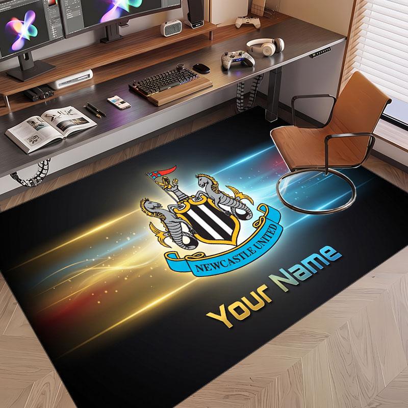 Custom Rug Newcastle United FC Pattern Print Name Text Soft Non‑Slip Floor Carpet for Home Indoor Decoration