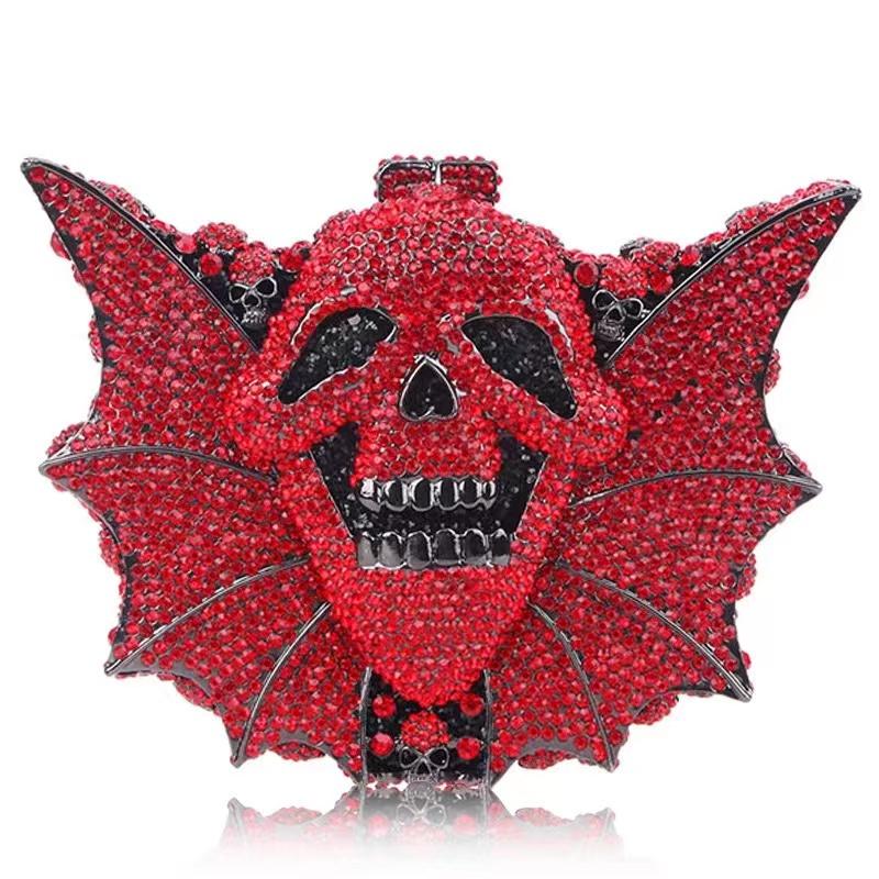 

Skull Bat Women Evening Clutch Purses White Rhinestone Black Party Clutches 6 Colors And Handbags Luxury Diamond Lady Minaudier 16.5cmX12.5cmX6.5cm
