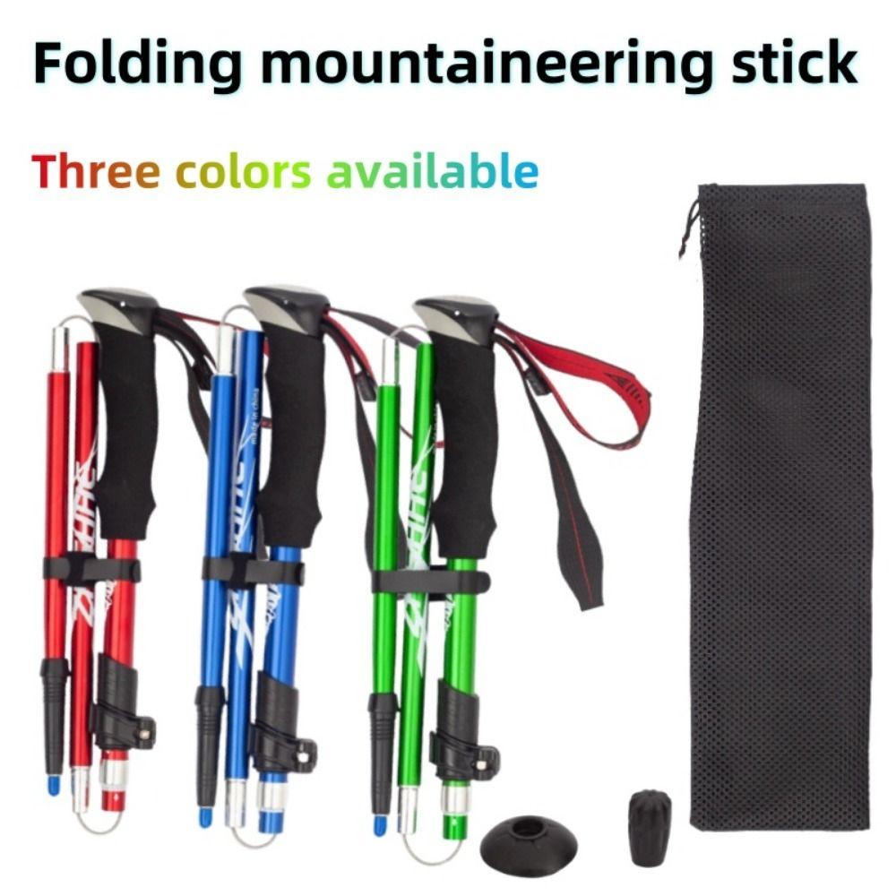 Aluminum Cross Country Cane EVA Wading Staff Comfort Handle Walking Sticks  Climbing