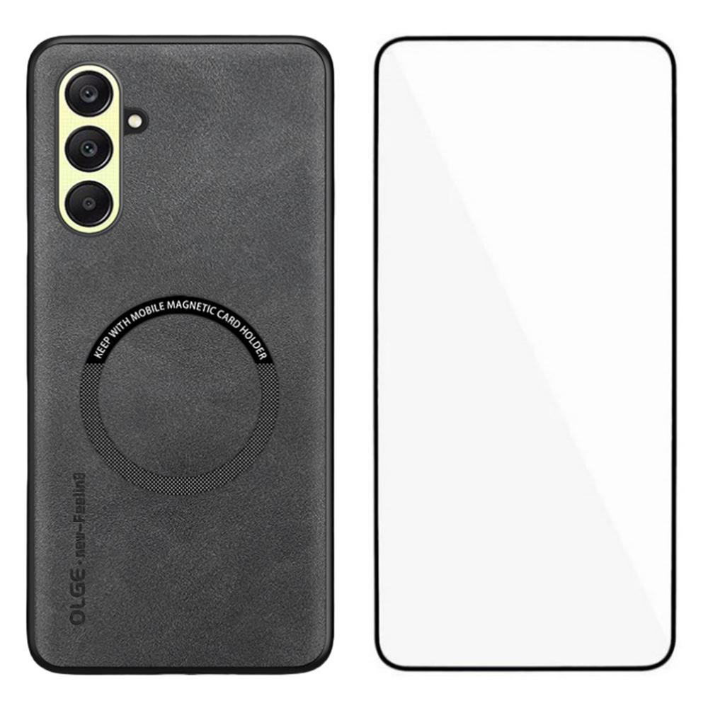 WANLONFENG YBP Series For Samsung Galaxy A26 5G Magnetic Case with Tempered Glass Film PU+TPU Phone Cover Large Cutout