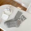 Lolita Kawaii Women Socks Bow Sweet Girls Cute Ruffle Socks Women Japanese Style Solid Color Black White Gray Long Socks Sox