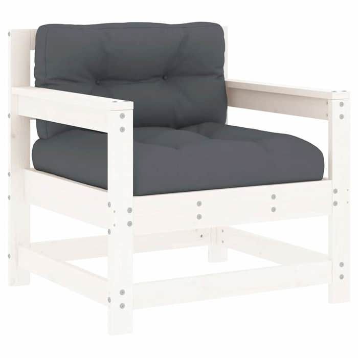VidaXL Chaises de jardin et coussins lot de 2 blanc bois de pin massif, chaise longue, chaise d'extérieur, siège 825563