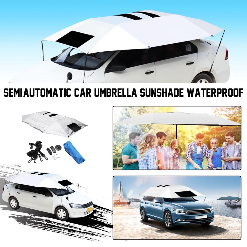 Autostanový dáždnik Strešný kryt proti slnku UV ochrana Súprava Strieborná 320cm*220cm