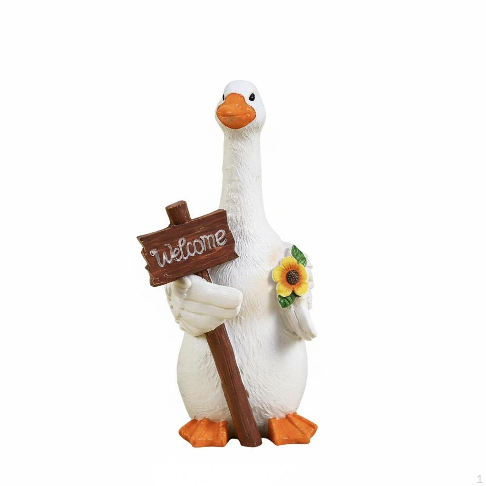 Cartoon Duck Statue Weather Resistant Resin Figurine Adorable Animal Figure for