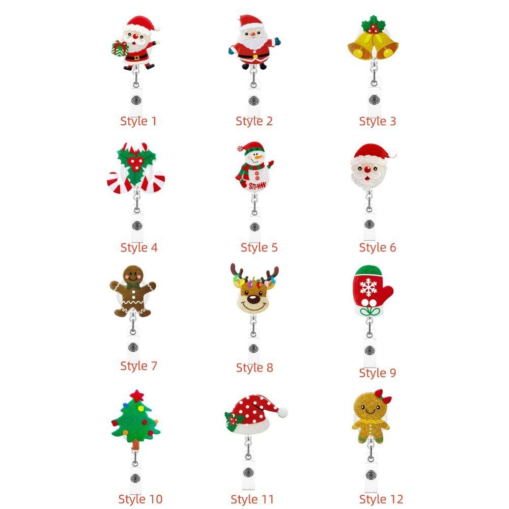 Snowman Elk Christmas Badge Reel Santa Claus ID Card Holder  Doctor Student