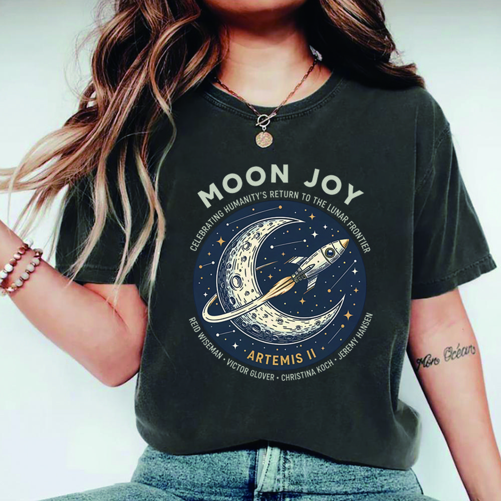 Moon Joy Shirt Artemis II T-shirt Lunar Mission Tee Unisex Crewed Moon Flyby Graphic Tshirt Humanity Returns To The Moon Gift S