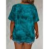 Women's Plus Size 5XL T-Shirt Fashion Tie Dye Print Loose Fit Tee with Lace-Up Short Sleeve T-Shirt Ladies Casual Drape Neck T-shirt