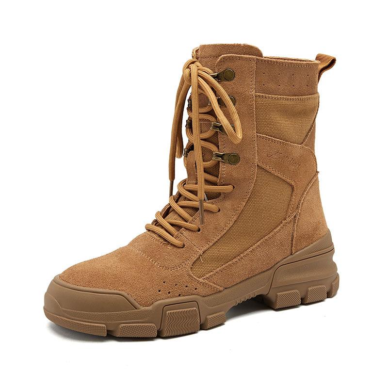 Martin Boots Women's Spring Thick-soled Suede Camping Tactical Tooling Boots Outdoor Hiking Shoes Machine Cycling