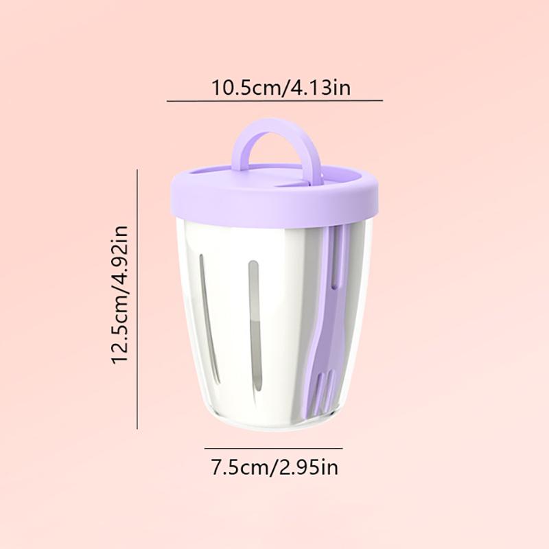 Pp+Silicone Fruit Cup Compartments Leak-Proof With Draining Salad Cup Portable Snack Parfait Containers For Women