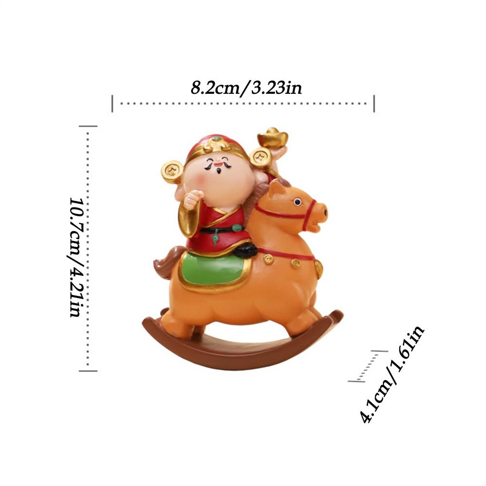 

God Of Wealth Statue Chinese New Year Desktop Decoration Resin Lucky Rocking Horse Ornament Spring Festival Gifts