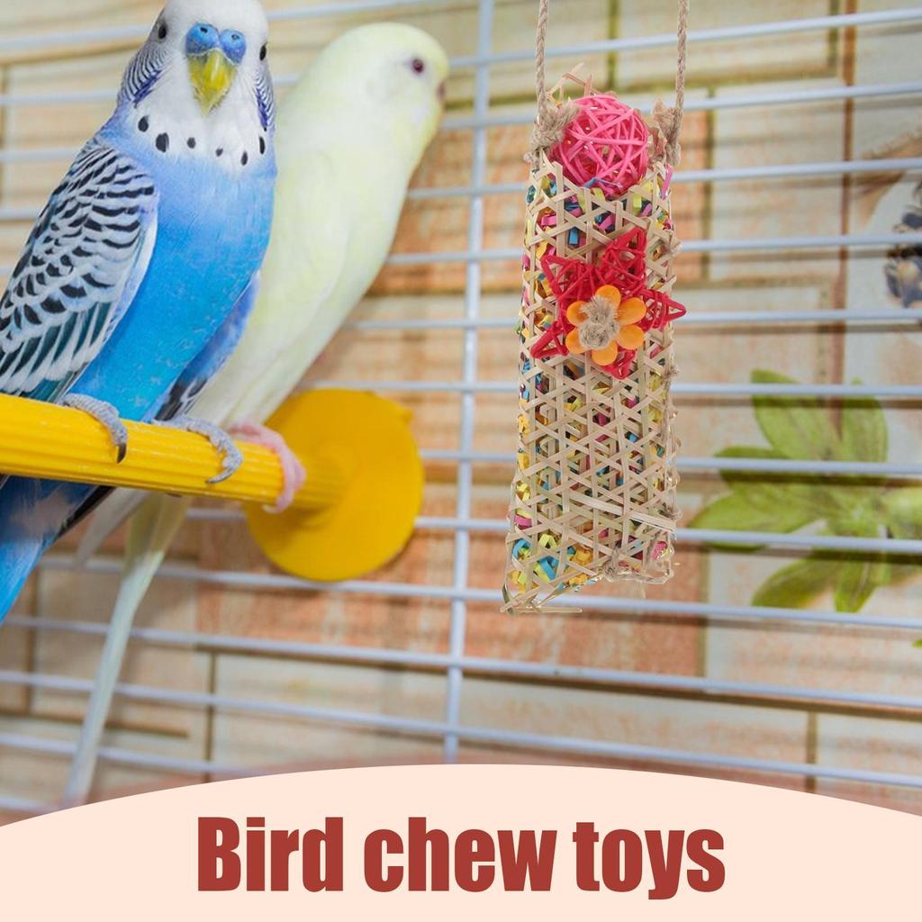 Bird Chew Toys Parakeet Shredding Parrot Climbing Toys Swing Rope Perch Climbing Stand Cage Accessories Paper Hammock