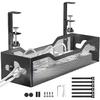 Under Desk Cable Management Tray No Drill, Metal Mesh Cable Management Under Desk with Clamp Mount, 2 Hole Cable Tray with Wire Management and Cord