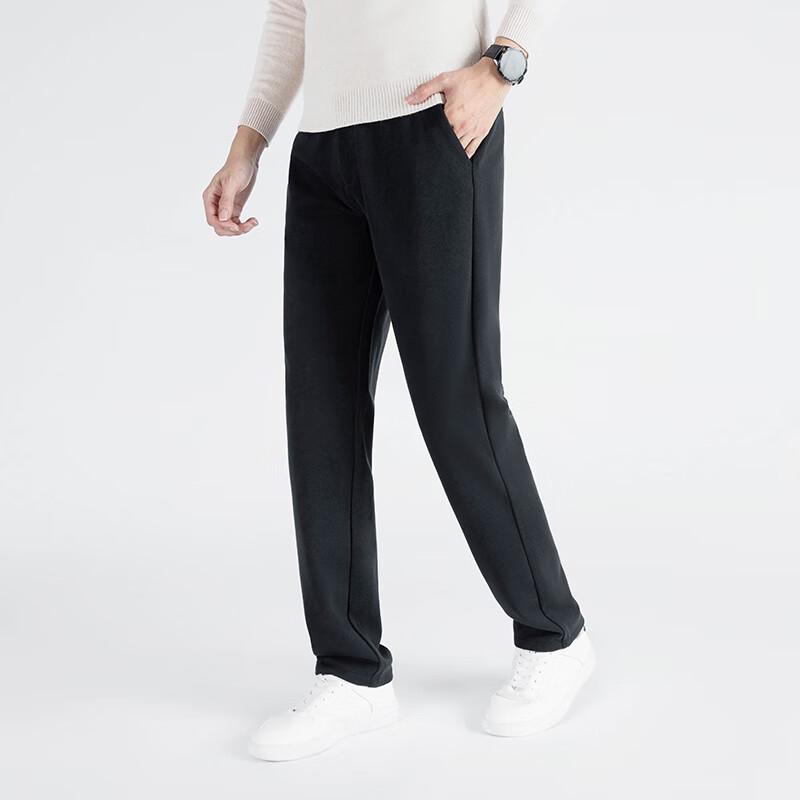Men's Brushed Wool Blend Straight-Leg Thermal Casual Pants
