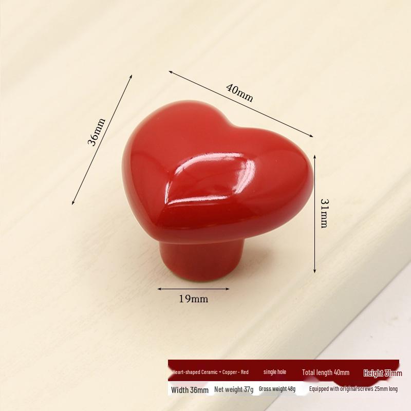 Heart-Shaped Ceramic Cabinet and Drawer Handle