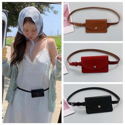 Cinturón de Cintura Desmontable con Solapa de Bolso Billetera para Monedas de Cuero PU Cinturilla Bolso de Cintura Mujer