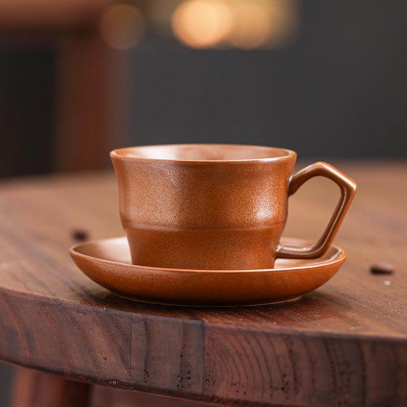 Ceramic Coffee Cup And Saucer Set Retro Afternoon Tea Latte Cup High Value Mug