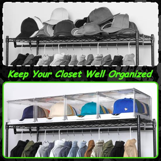 Cap Box Organizer Transparent Design Hat Holder with Sliding Tray Stackable Storage Case with Magnetic Door