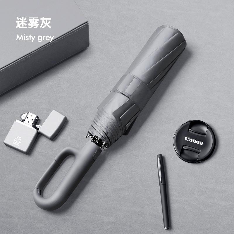 New 10-bone Vinyl Sunscreen Automatic Double Keel Ring Buckle Handle Three-fold Umbrella Fixed Umbrella
