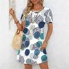 Women's Fashion Graceful Beautiful  Flower Butterfly  Print Summer Spring Short Sleeve O-Neck Casual Dresses