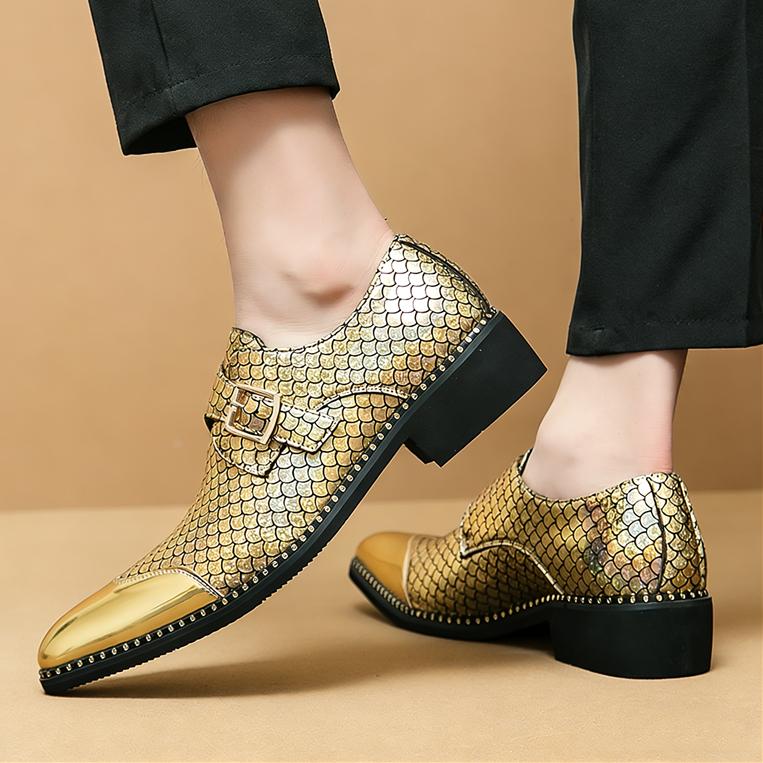 Designer New Charm Gold Silver Patchwork  Monk Strap Shoes for Men Moccasins Wedding Prom Homecoming Footwear Gentleman Loafers