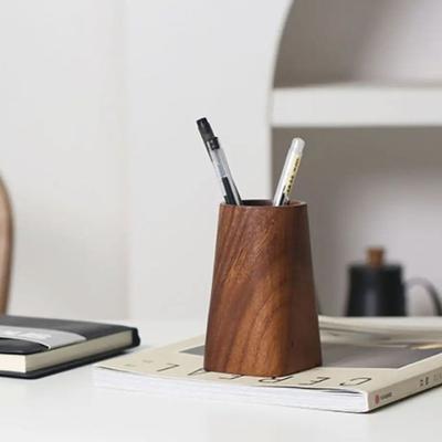 Porte-stylo en bois de noyer vintage Organisateur de table minimaliste Pot Rangement créatif Boîte à crayons Maison
