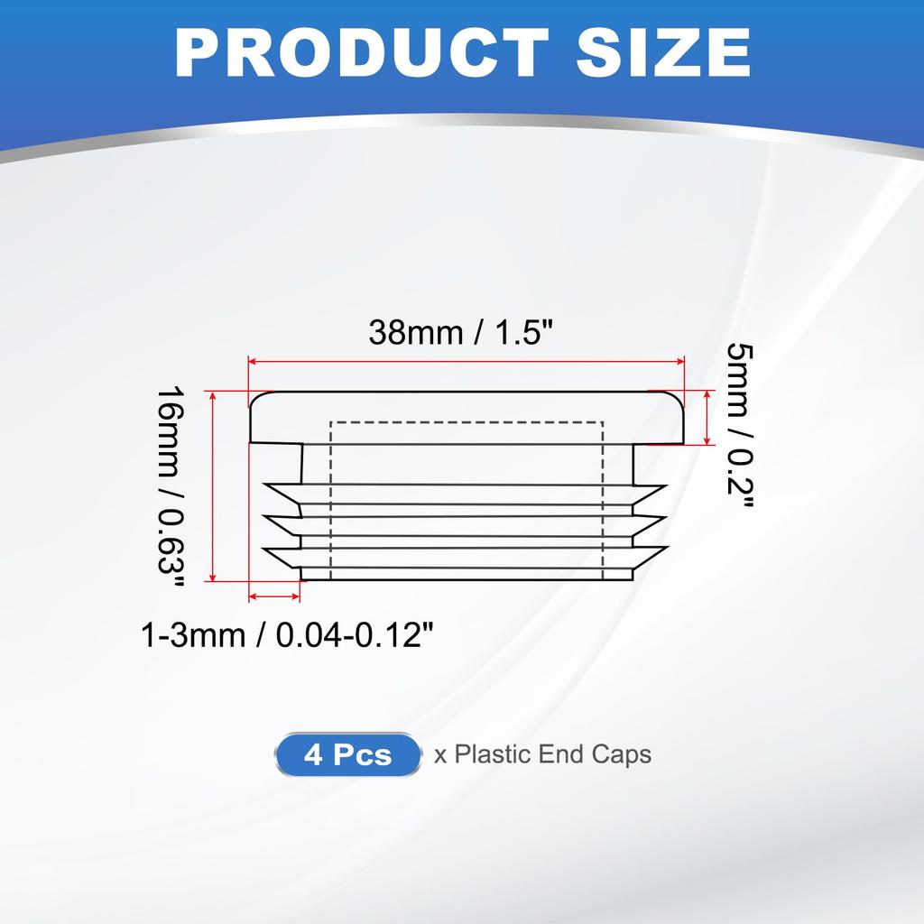 PATIKIL 1-1/2" Plastic Tube End Caps, 4 Pieces Round Hole Plug Inserts for Round Iron Pipe Chair Legs, Tables, Bookcases, and Patio Furniture, Black