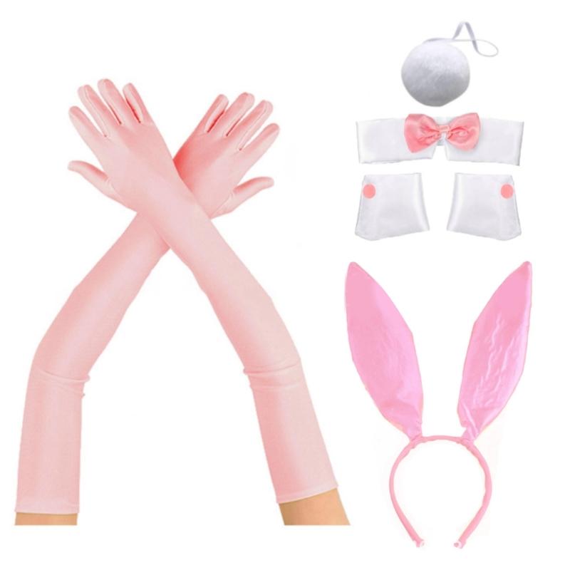 

Plush Rabbit Ears Headband Cosplay Costume Hairhoop Necktie Party Headpiece Masquerades Headdress Animes Hair Decors