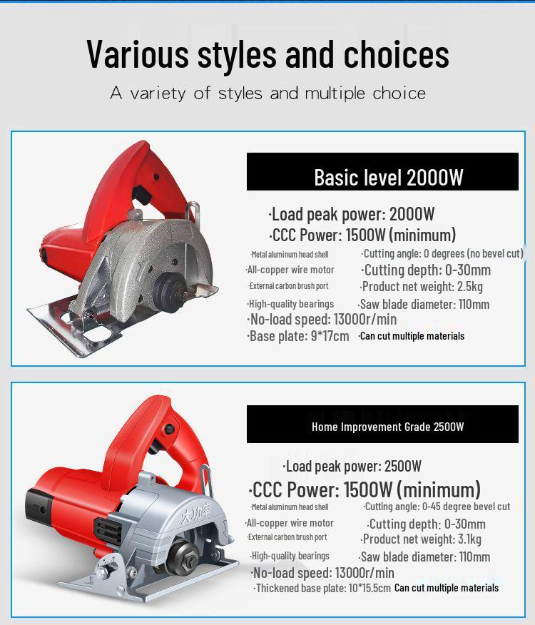 Compact Multifunction Chainsaw: High-Power Tile Groove & Wood/Marble Cutter