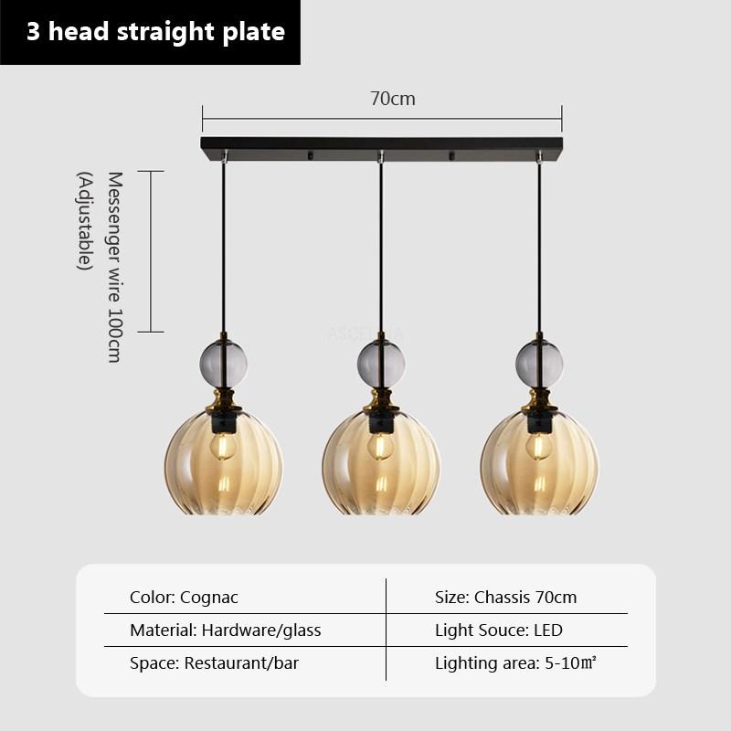 Nordic LED Glass Pendant Light 1/3 Head Colorful Candy Bedroom Children's Room Hanging Fixtures For Dining Room Home Decor Lamps