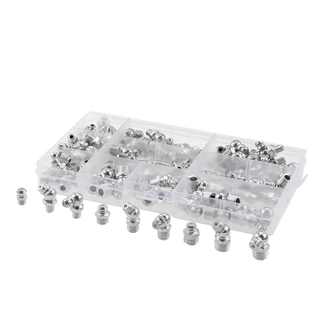 115Pcs Metal Zerk Grease Nipple Fittings Assortment Metric Hydraulic Grease Fitting for Replacing Missing Broken Fitting