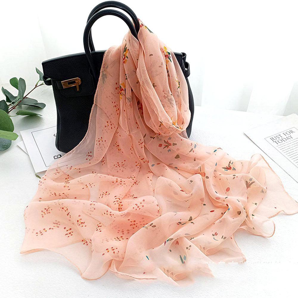 Fashion Silky Georgette Chiffon Scarf Women Long Soft Thin Wrap Scarf Shawl Beach Kerchief Scarves Georgette Scarf Voile Scarf
