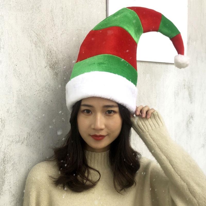 Festival Curved Santa Hats Classical Red Green Color Father Christmas Hats For Adult Kids Christmas Event Gathering Hat