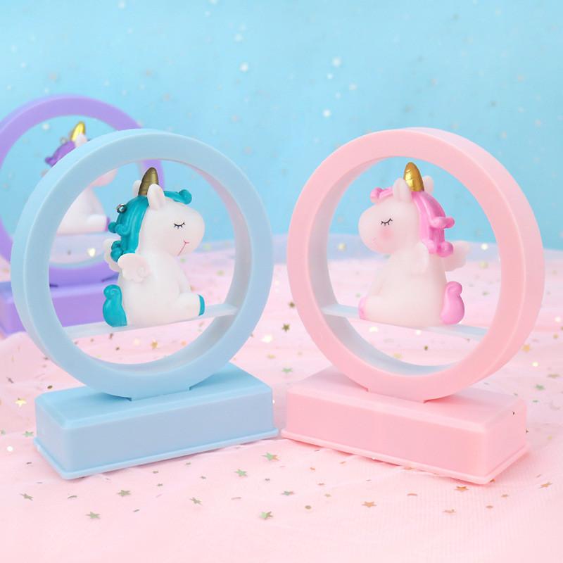 Cartoon Unicorn Cute Led Night Light Music Box Desktop Decor Ornament For Gift