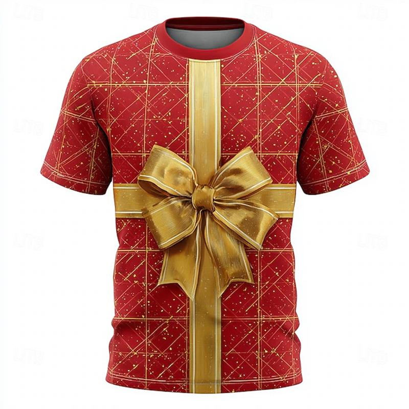 T-shirt da Uomo a Maniche Corte Stampata 3D Babbo Natale di Natale Motivo Cartone Animato Sportiva Casual Carina Unisex Magliette Top Tee