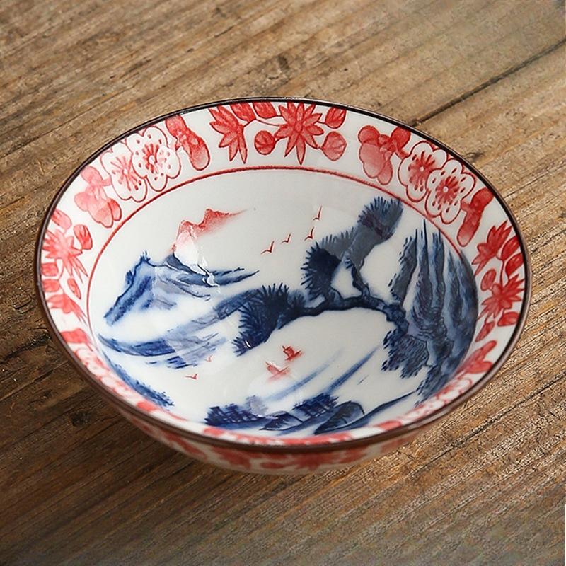 Two-tone Blue-and-white Porcelain Conical Cup Ceramic Gongfu Tea Set Master Cup Japanese-style Tea Bowl Single-cup Tea Tasting Bowl