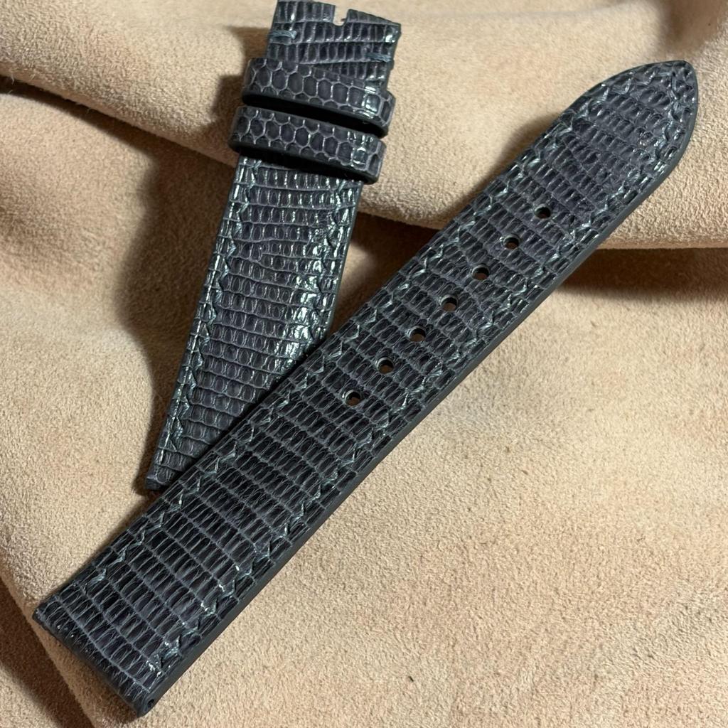 Used Liz-372 Lizard Leather Watch Strap Gray (Lug Width 20 Mm - Buckle Width 18 Mm)