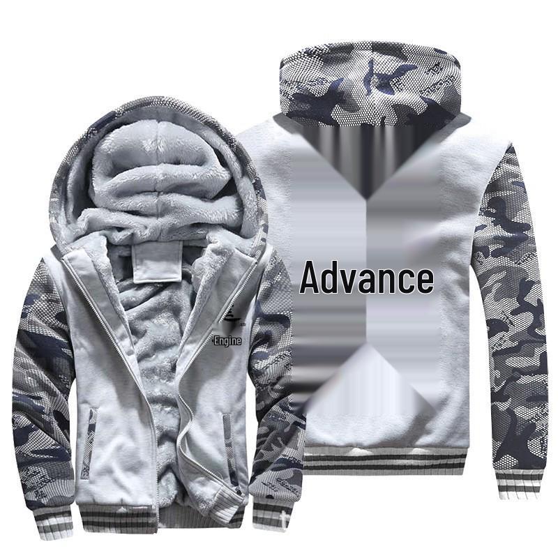 Korean-Style Men's Printed Fleece Hoodie - Fashionable Casual Hooded Top, European & American Design.