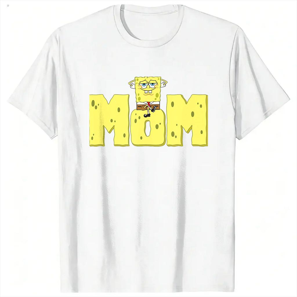 Spongebobs Mothers Day Mom Logo Unisexs T Shirts Crazy Tee Shirt Short Sleeve Round Collar TShirt 100 Cotton Original Clothes